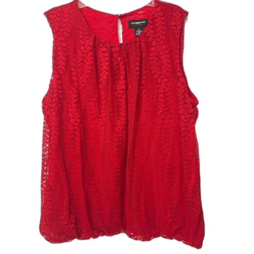 Liz Claiborne Career Red Lace Sleeveless Top L